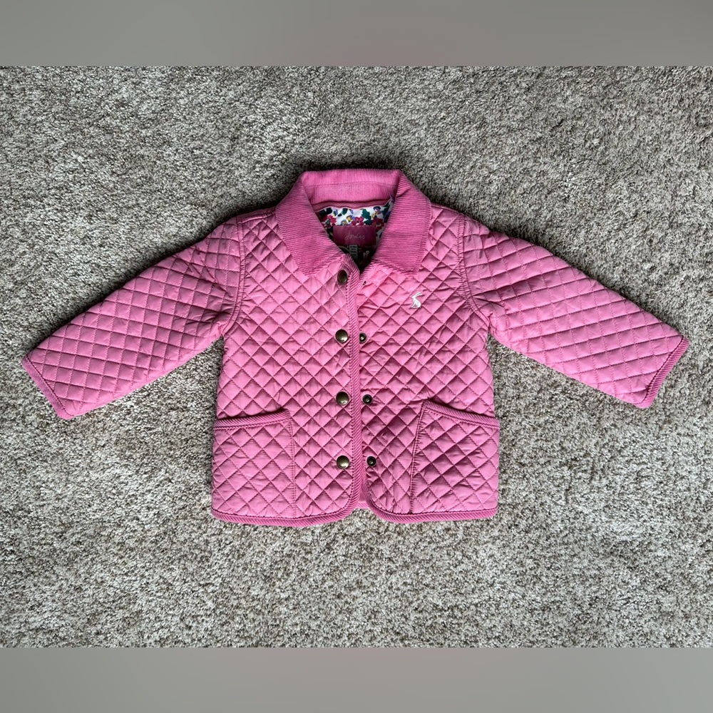 JOULES Pink Mabel Quilted Coat
